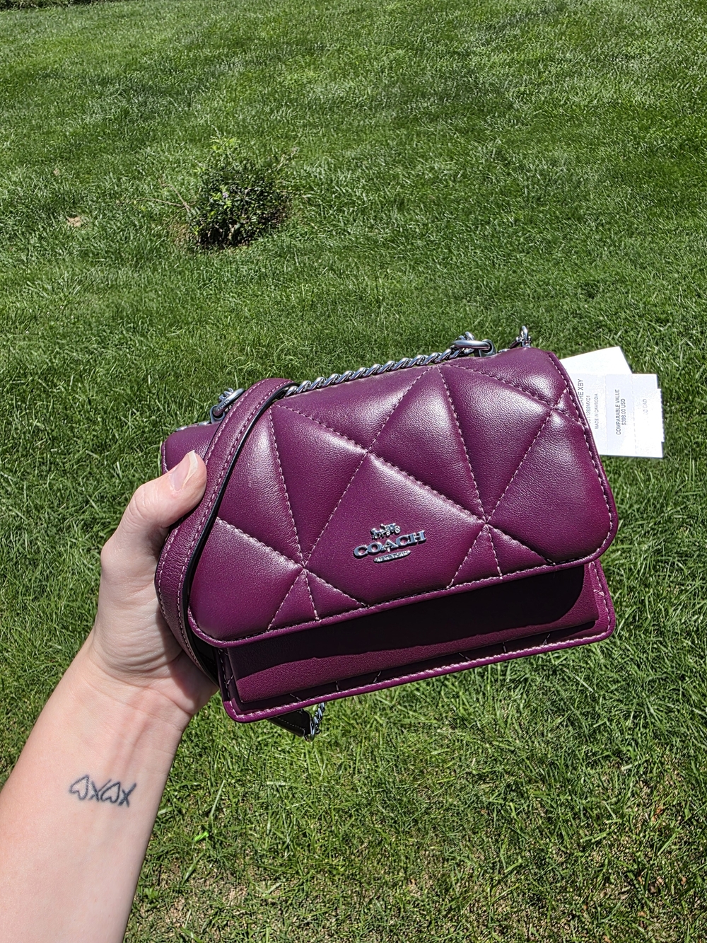 UCoach Quilted Mini Klare Leather Crossbody Bag in Plum